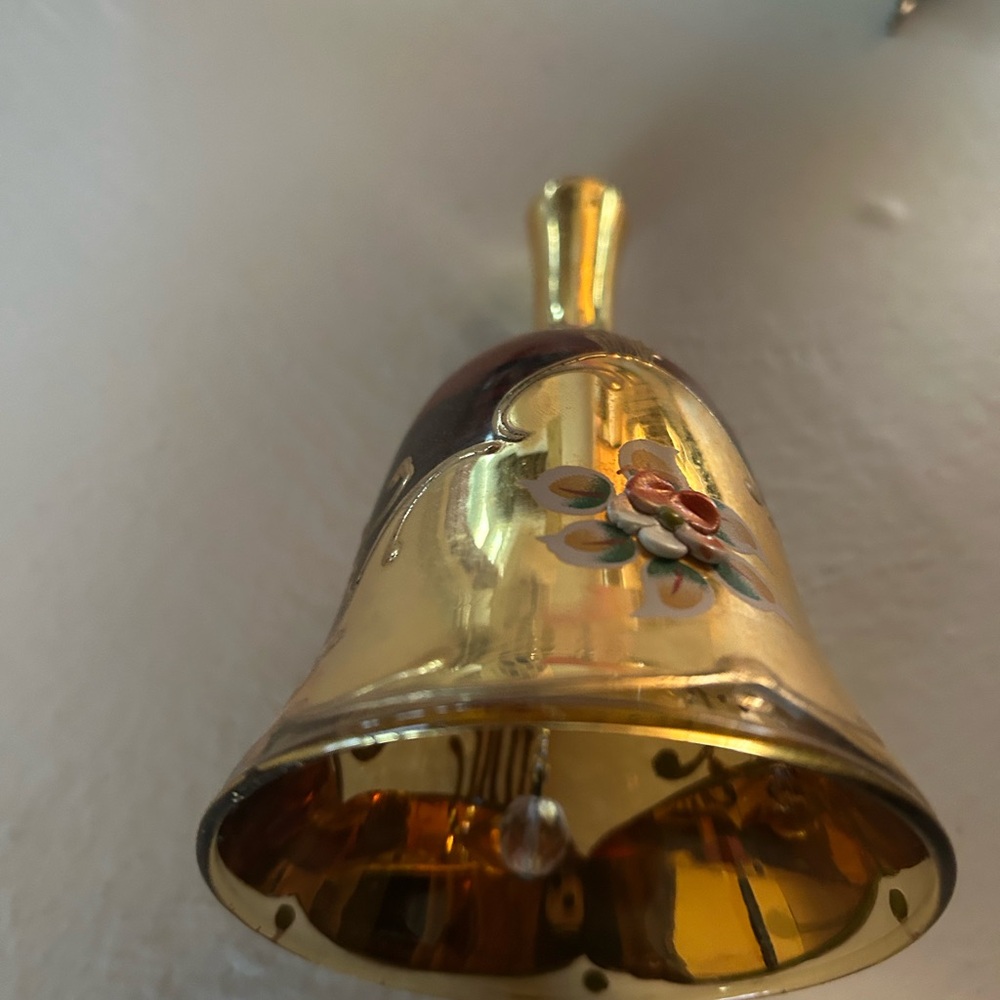 ANTIQUE MURANO Elegant Gold and Orange Decorative Glass Bell, BEAUTIFUL SHAPE - Picture 3 of 8